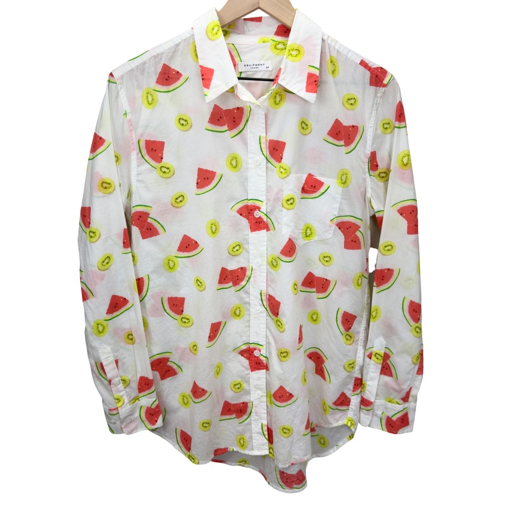 Equipment Femme Womens Size S Fruit Print Shirt Whimsy Summer Cottage Vacation